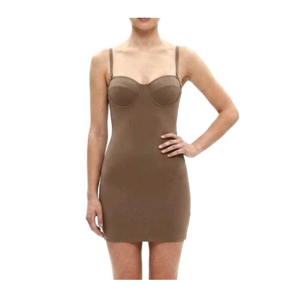 Frederick’s of Hollywood Vintage Brown Bustier Bodycon Mini Dress XL Stretch